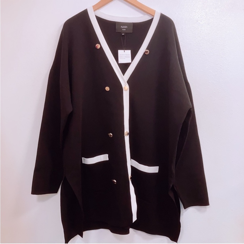 Chic Black and White Women's Cardigan